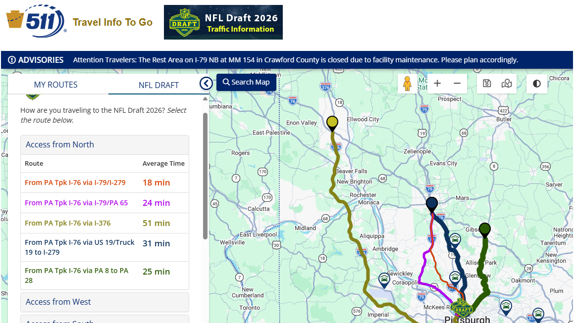 Track traffic during the NFL Draft: PennDOT launches new page