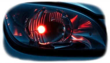 An extreme close-up of a shattered car headlight lens reflecting a faint red light, conceptually representing the devastation of a fatal highway accident.