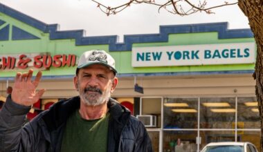 Nick Sammoudi poses outside New York Bagels in Overbrook Park Wednesday, Mar. 26, 2025. He owned the shop for 27 years before some of the customers tried to organize to remove the shop's Kosher status after he was found expressing criticism of Israel and sympathy for people in Gaza on his separate Arabic Facebook account. He sold the business last summer.