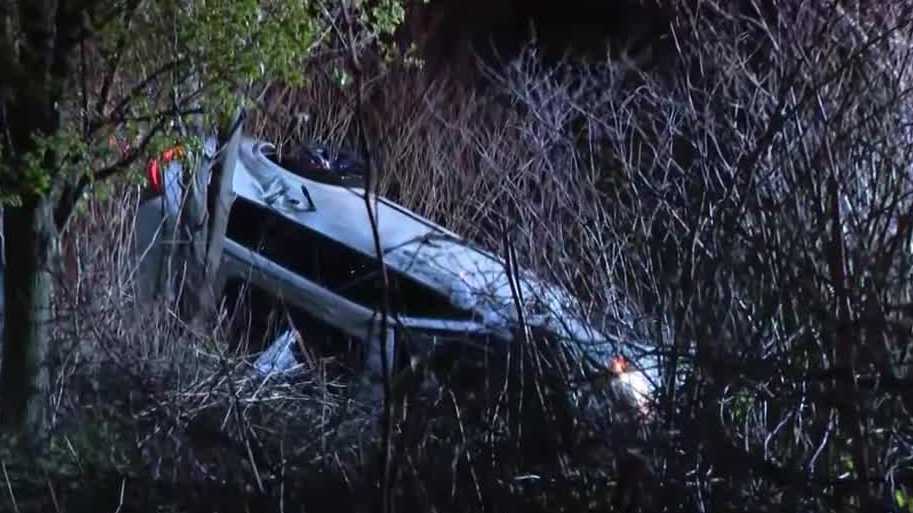 Car crashes over hillside in Braddock Hills