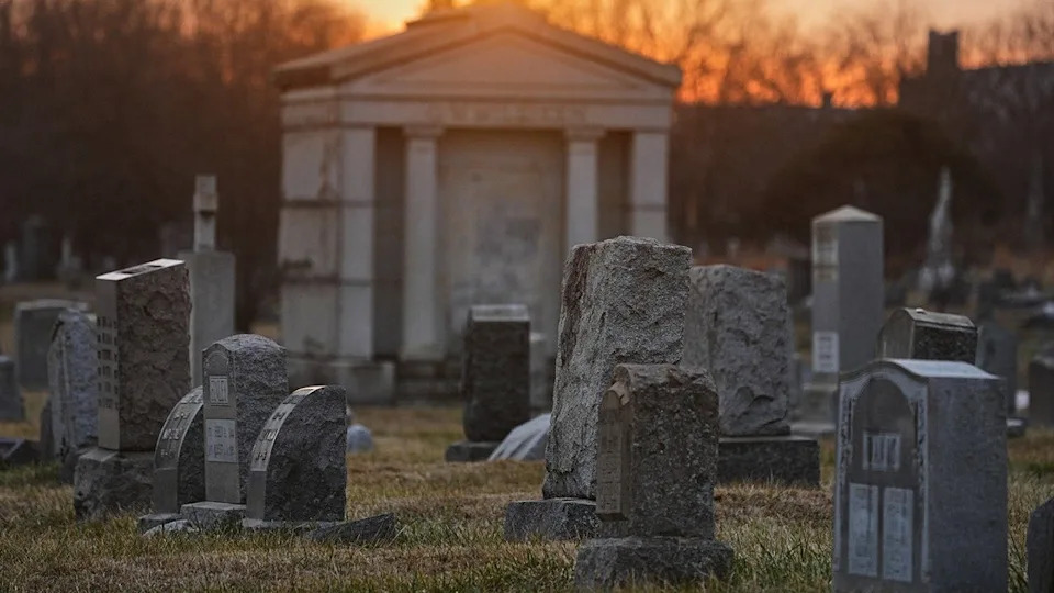 Grave markers at Mount Moriah Cemetery in Philadelphia