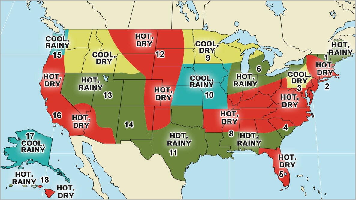 The Old Farmer’s Almanac 2026 summer forecast map.