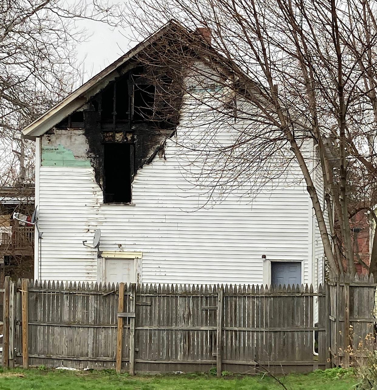A fire burned through the back of the upstairs apartment at 535½ E. 26th St. in Erie on March 29, leaving three children dead.