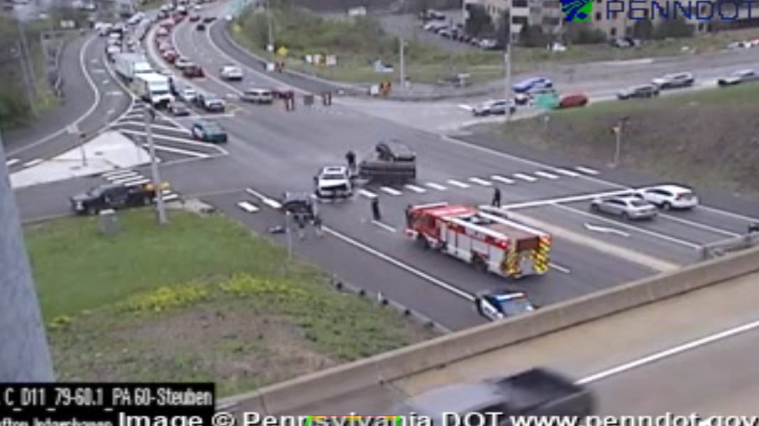 Steubenville Pike closed after collision at Interstate 79 interchange