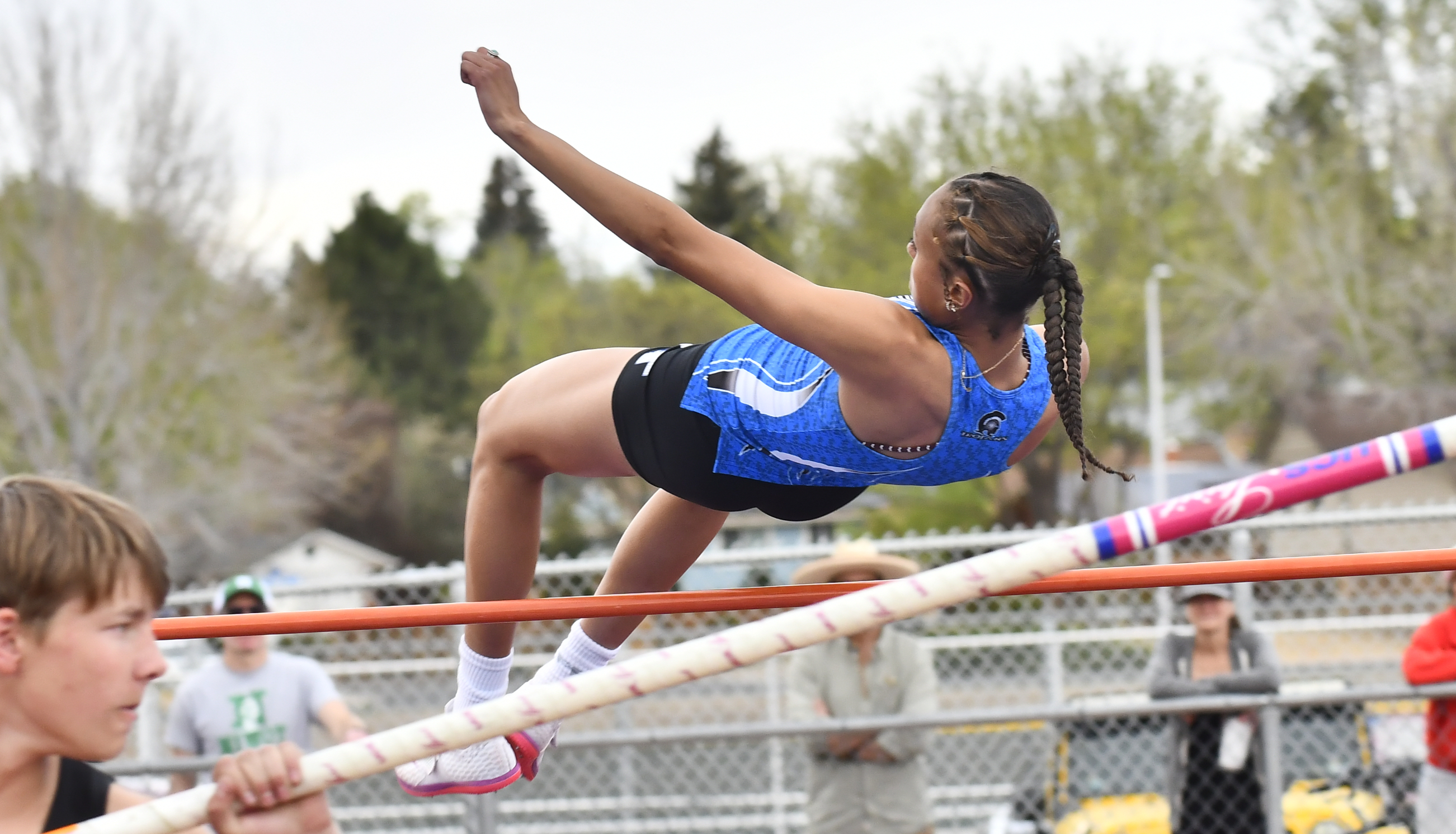 Longmont's Terra Brubaker competes in the high jump during the...