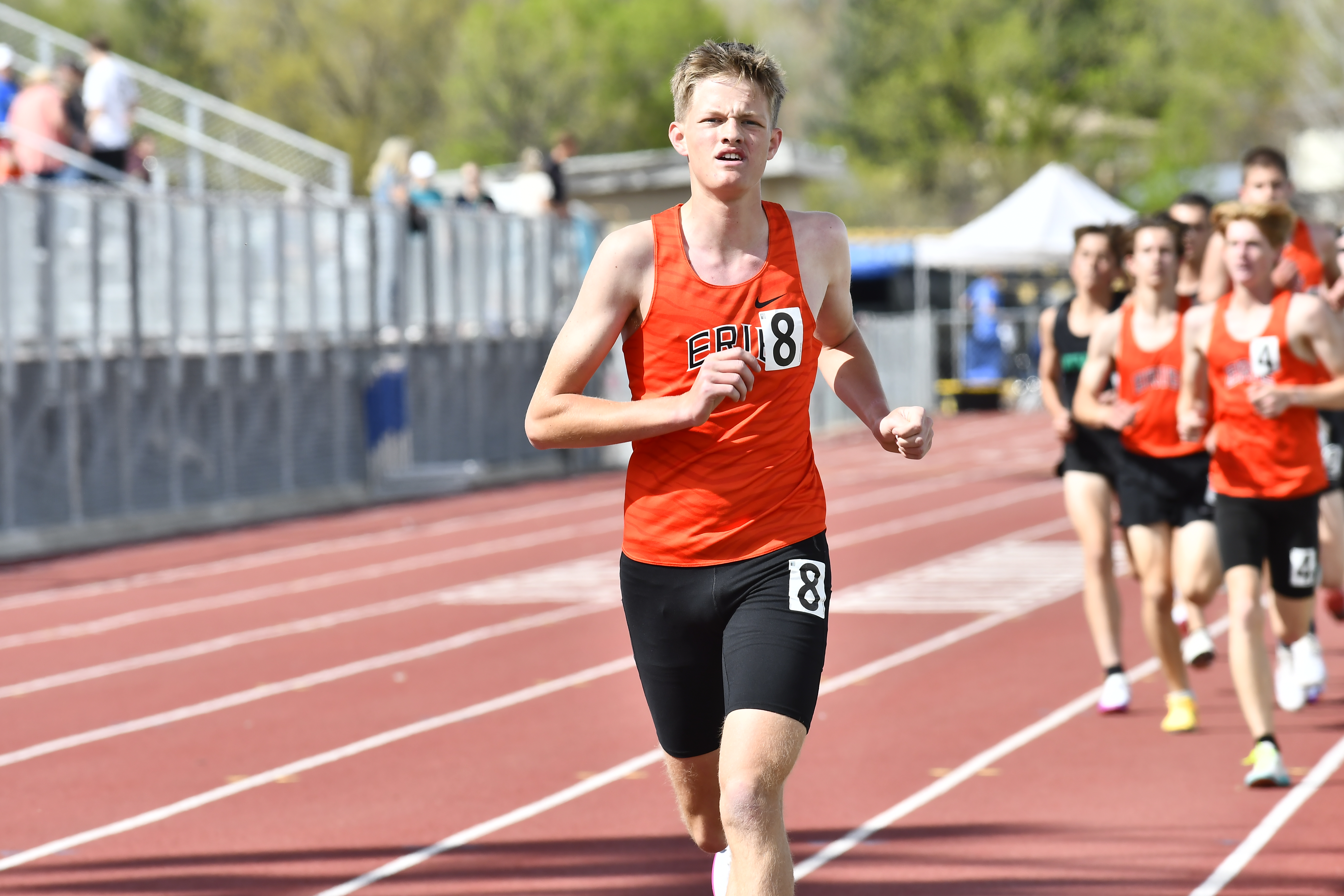 Erie's Sam Snyder competes in the 3,200-meter run during the...