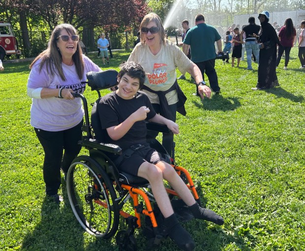 Jaxson, 14, enjoyed going through the April Showers. "I liked it but I wouldn't do it again." he said. "This school is nice." (PETE BANNAN-DAILY TIMES)
