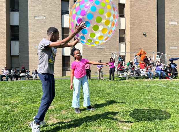 The Autistic Support and Life Skills Programs at Upper Darby High School on Thursday morning held its annual April Showers/Rain Rally Olympics Fundraiser & Awareness Drive. (PETE BANNAN-DAILY TIMES)