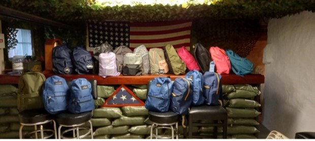 The children's comfort bags are lined up and ready to be distributed. (COURTESY OF ERIKA KRAUTHEIM)