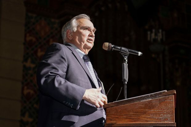 Bob Jara, president of the Historic Lansdowne Theater Corp, spoke at the Saturday gala. (COURTESY OF THE HISTORIC LANSDOWNE THEATER CORPORATION)