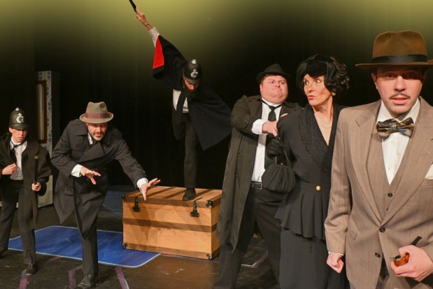 The cast of "The 39 Steps" will keep the audience laughing and in suspense this month at The Players Club Theatre in Swarthmore. (COURTESY OF PCS THEATRE)