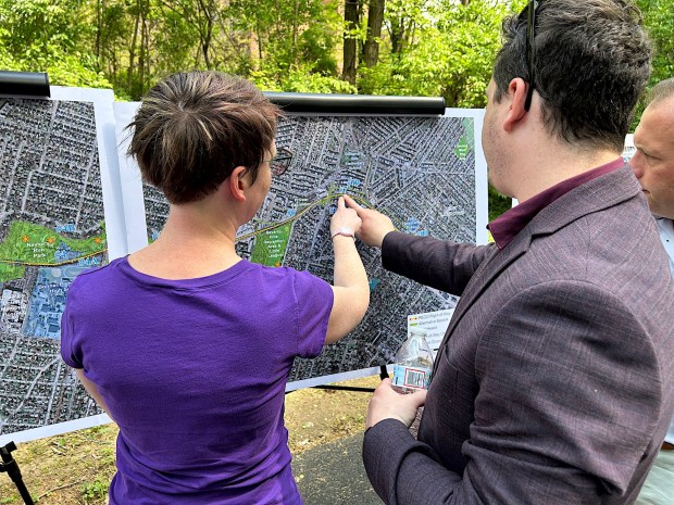Trail supporters brought maps to show the progress of trail in the area. (PETE BANNAN-DAILY TIMES)