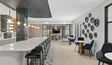 The entertainment space at the Blayr, a new 217-unit residential apartment building on City Avenue in Bala Cynwyd.