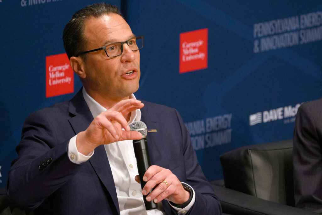 Gov. Josh Shapiro speaks at the Pennsylvania Energy and Innovation Summit at Carnegie Mellon University on July 15, 2025, in Pittsburgh. Credit: Jeff Swensen/Getty Images