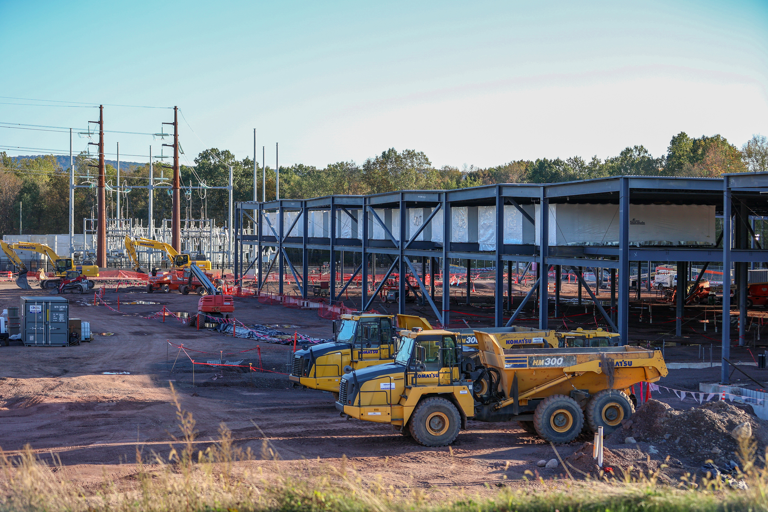 The construction site of an Amazon data center in Salem Township, Pa., is seen on Oct. 10, 2025. Credit: Jason Ardan/Citizens' Voice via Getty Images