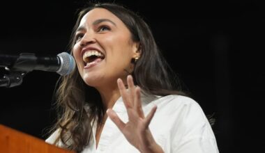 Rep. Alexandria Ocasio-Cortez, D-N.Y., speaks during a "Fighting Oligarchy" tour event at Arizona State University, Thursday, March 20, 2025, in Tempe, Ariz. (AP Photo/Ross D. Franklin)