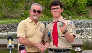 Scout recognized for building accessible fishing pier at Blue Marsh Lake