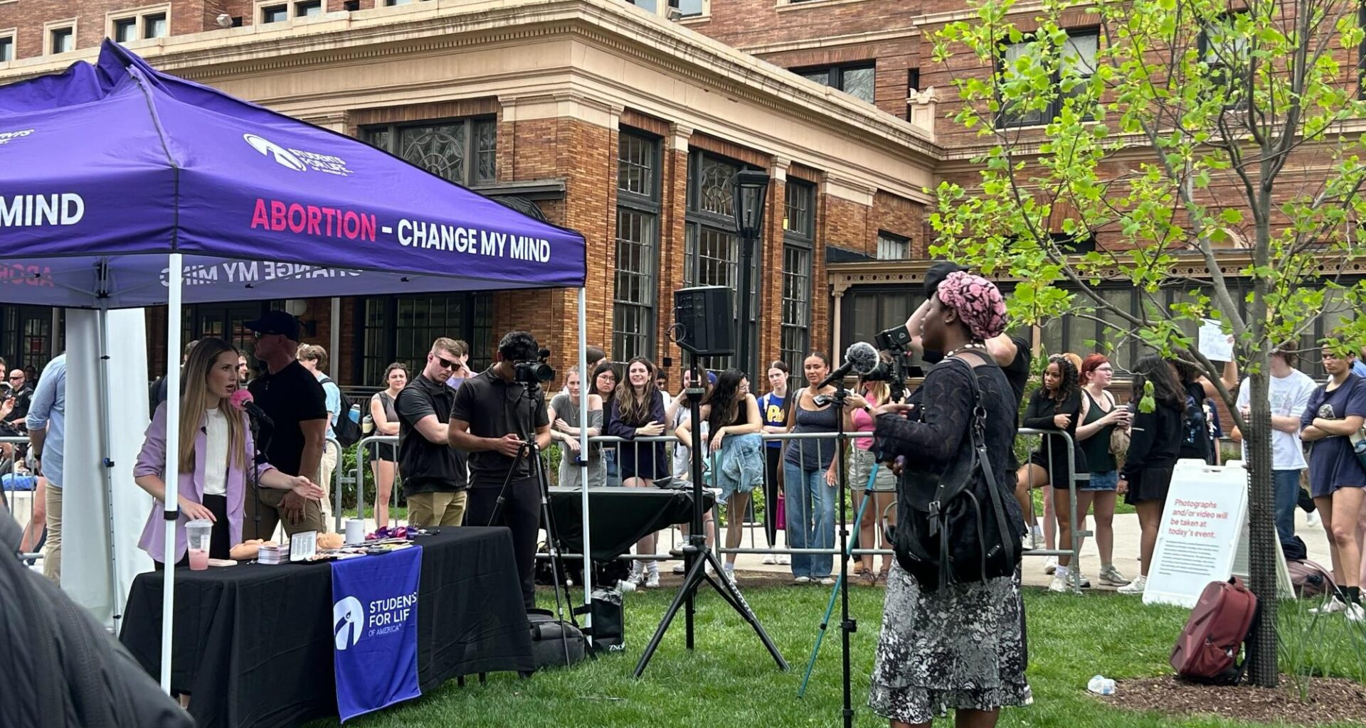 Anti-abortion activist Lydia Taylor Davis debates students on campus