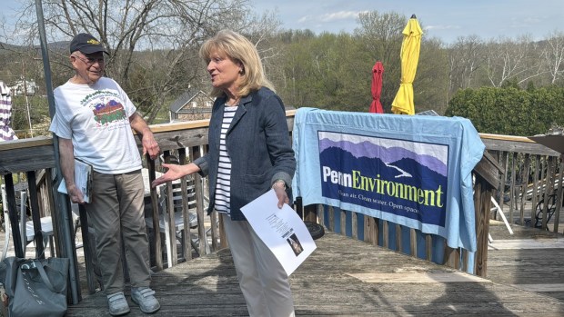 State Sen. Judy Scchwank was among the Berks officials touring Manatawny Creek Winery's solar array. (Courtesy of PennEnvironment)
