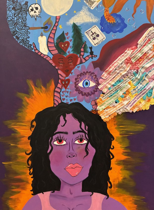 The painting 'Creatrix' by SJU Senior Gianna Addesso consists of acrylic paint on canvas and extraordinary imagination. (Photo submitted by Mary Brown)