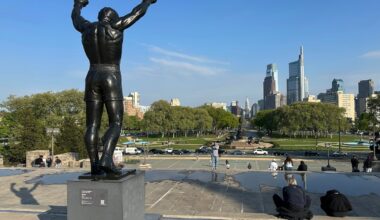 The Rocky statue was seen outside the Philadelphia Museum of Art in Philadelphia, on Wednesday.