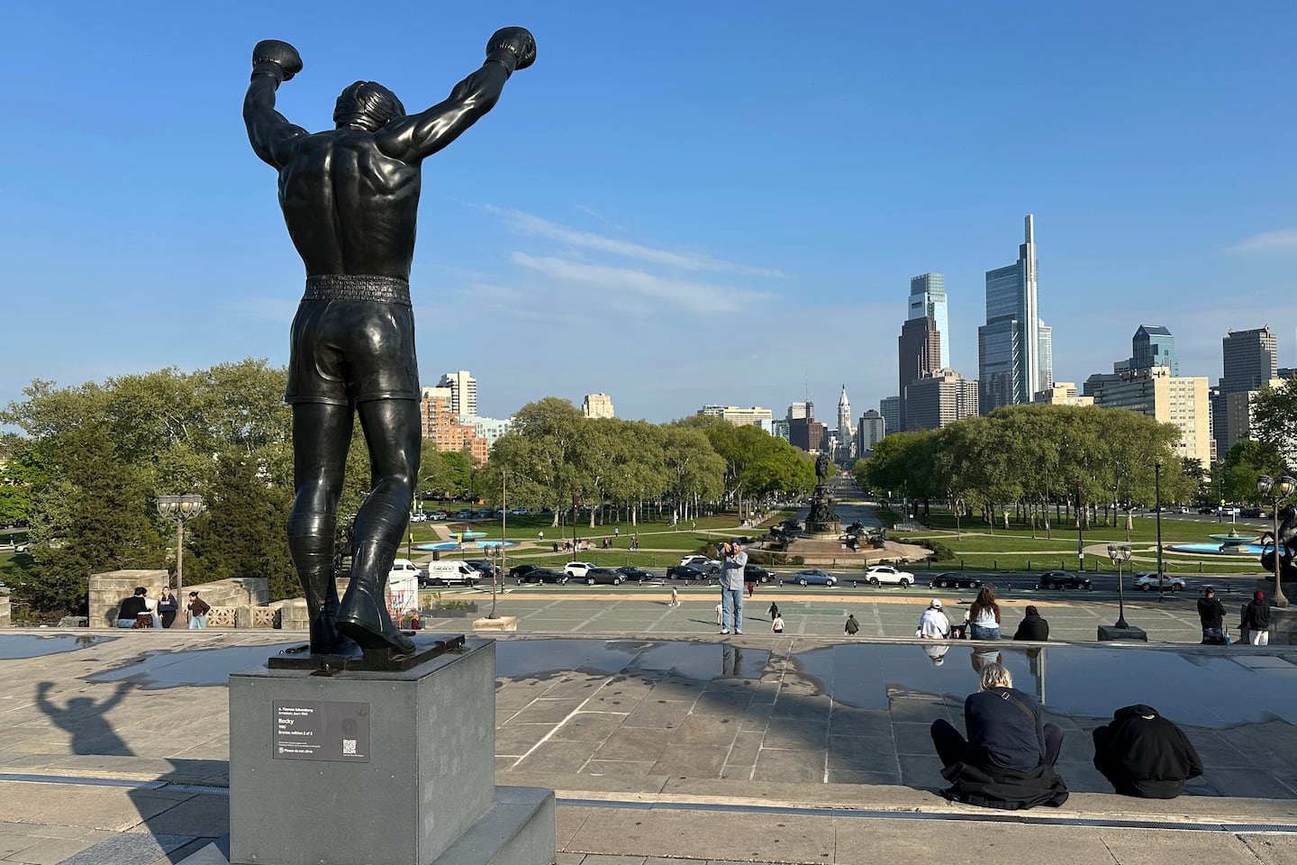 The Rocky statue was seen outside the Philadelphia Museum of Art in Philadelphia, on Wednesday.