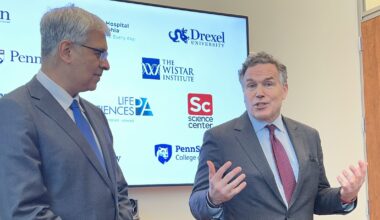 McCormick and Bhattacharya tout medical advances in visit to Penn Medicine