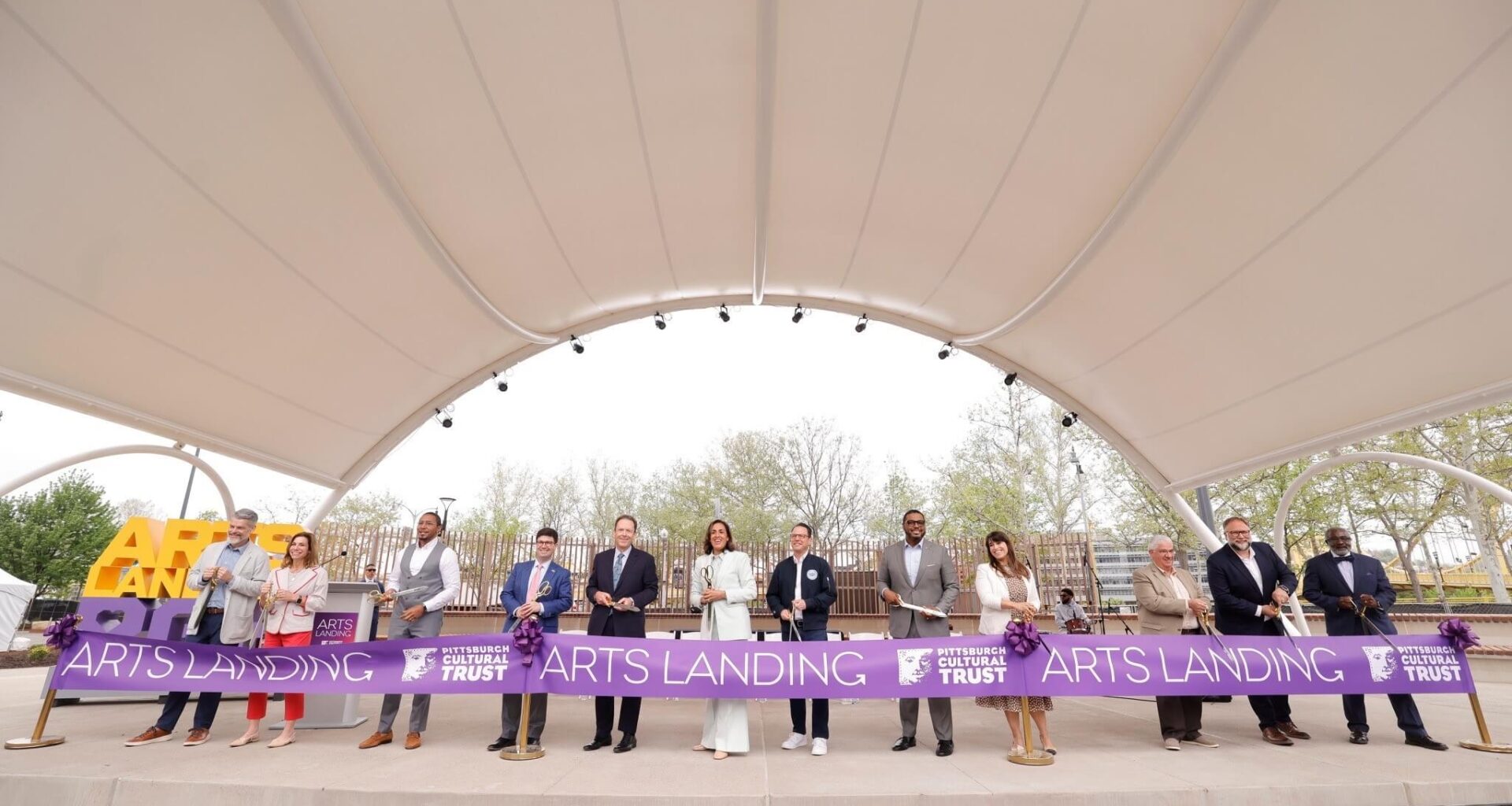 Ceremonial ribbon cutting on Opening of Arts Landing in Downtown Pittsburgh