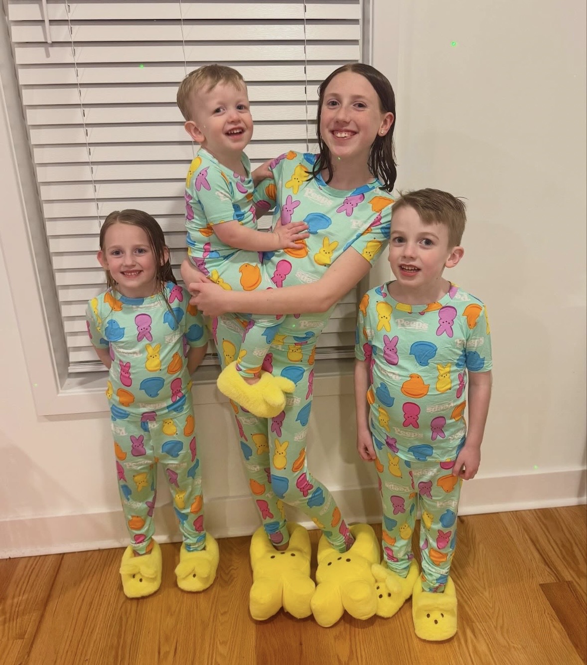 Hannah, left, Thayer, Leila, and Declan Eisler donned cute matching...