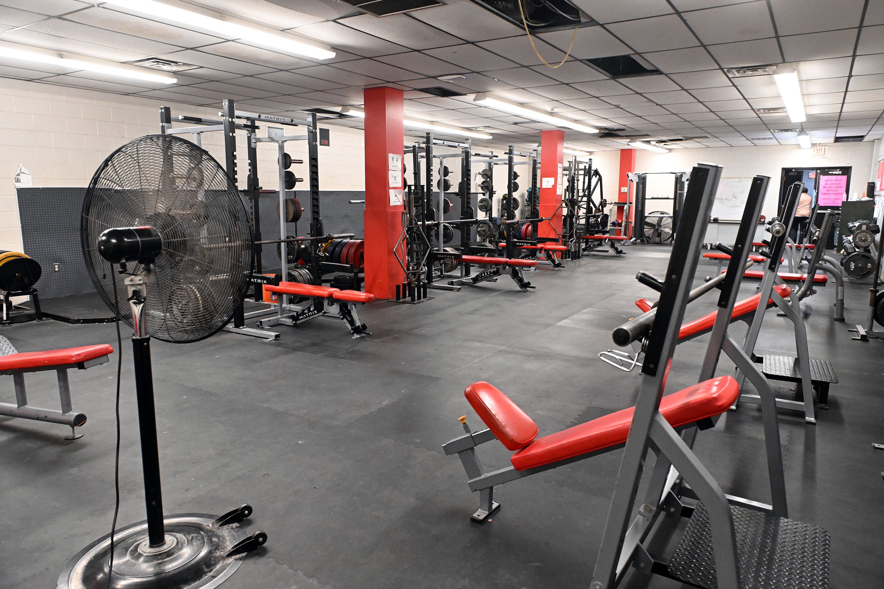 The weight room will be enlarged during renovations. The Reading...