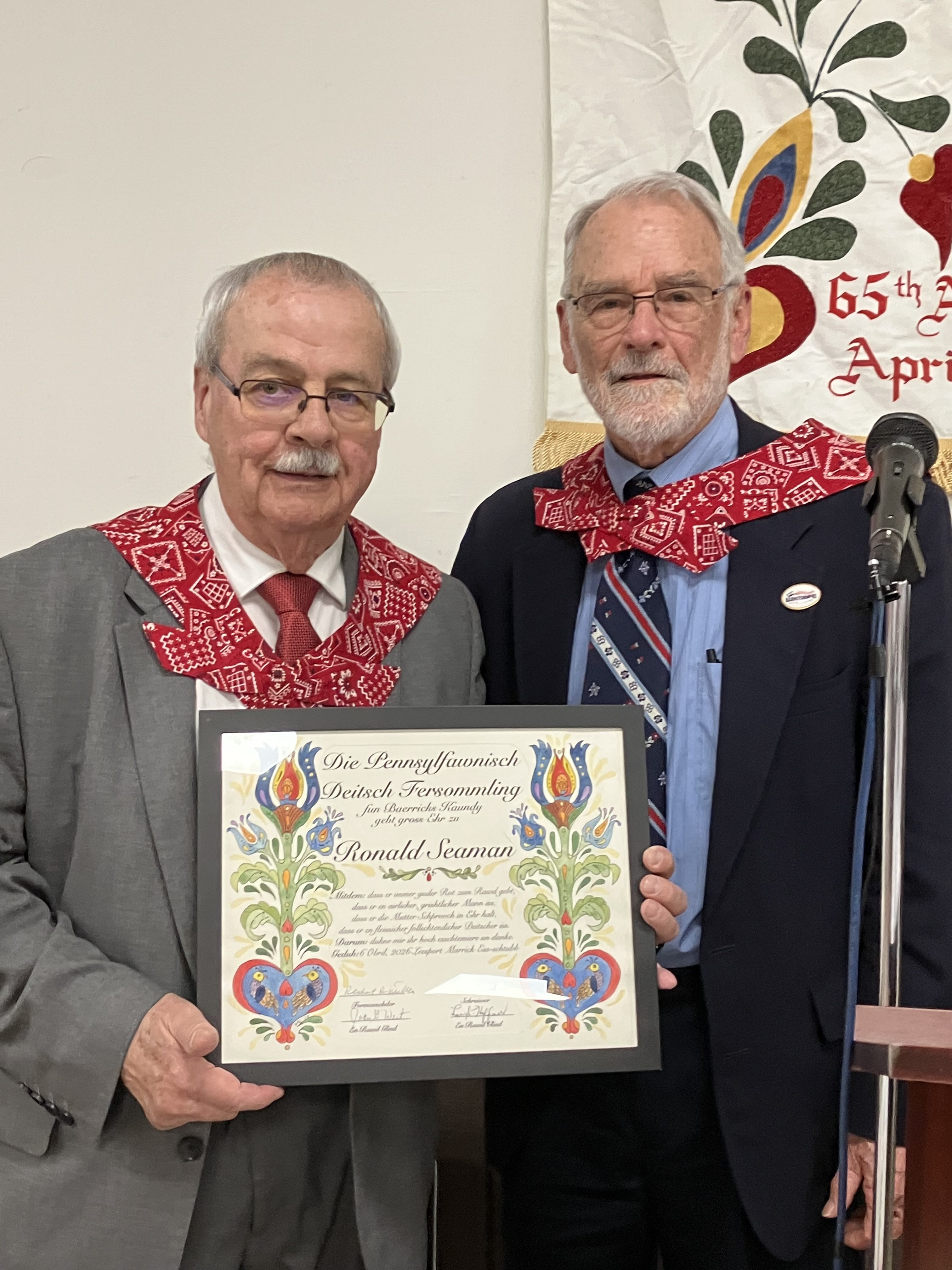 Ronald Seaman, left, was recognized for his contribution to the...