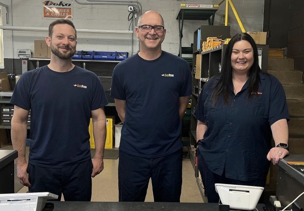 East Penn Manufacturing will host a drive-thru Power2Recycle event on Saturday, April 15 from 8 a.m. to 12 p.m. Residents can return their used auto, truck, boat and farm equipment lead batteries in a drive-thru event at the parking lot of the company's administration building, 95 W. State Ave. in Lyons. Those returning batteries will receive double the normal reimbursement. East Penn team members will be on hand to remove the batteries from vehicles and issue the reimbursement. The team includes, from left to right: Robert Murray, Todd Wentzel, and Brittany Gorman.(Courtesy East Penn Manufacturing)