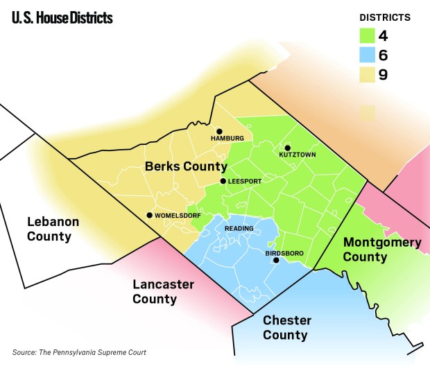 The congressional districts in Berks County.