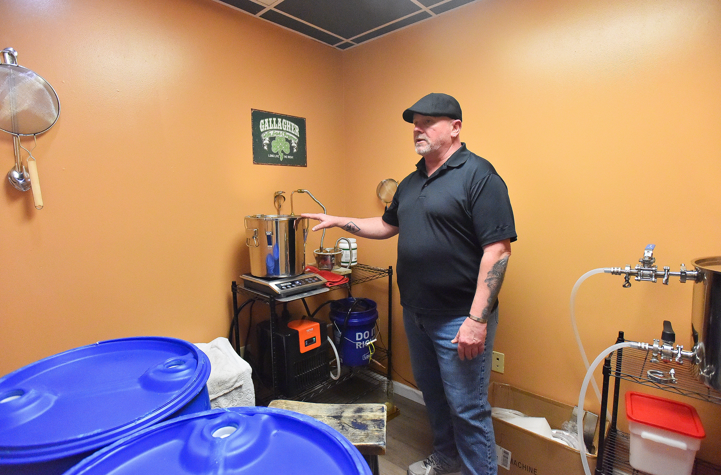 Owner of Gallagher Distillery Matthew Gallagher describes the distillation of...