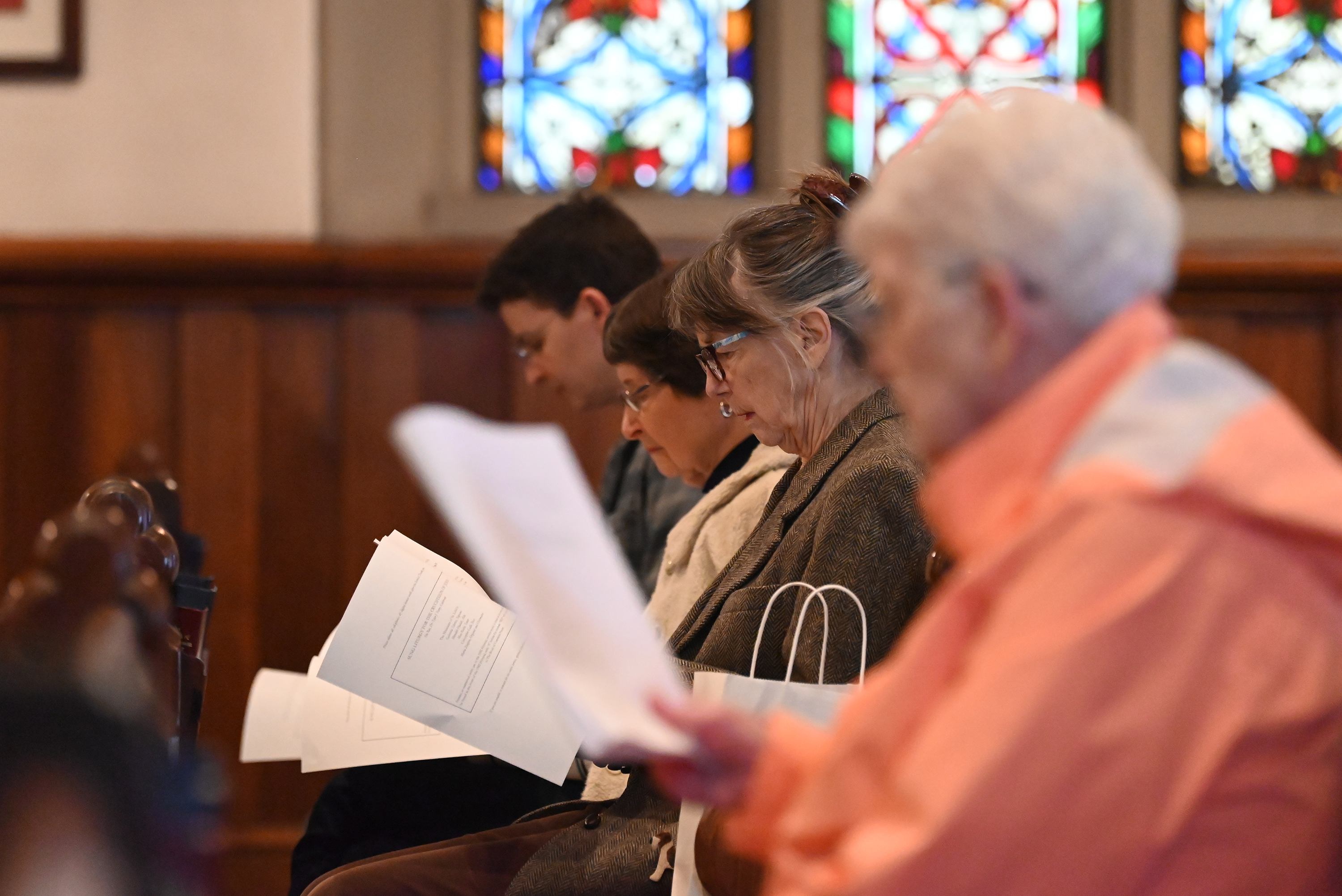 Community members gather at St. Luke’s Episcopal Church in Scranton...