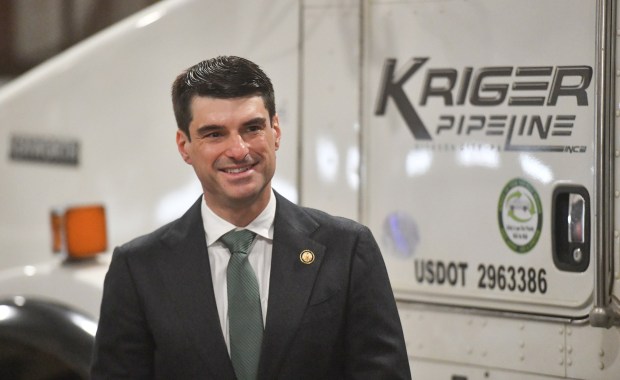 U.S. Rob Bresnahan takes a tour of Kriger Pipeline in Dickson City Thursday, March 12, 2026. (SEAN MCKEAG / STAFF PHOTOGRAPHER)