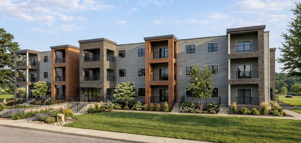 A rendering of the apartment building planned for 423 Center...