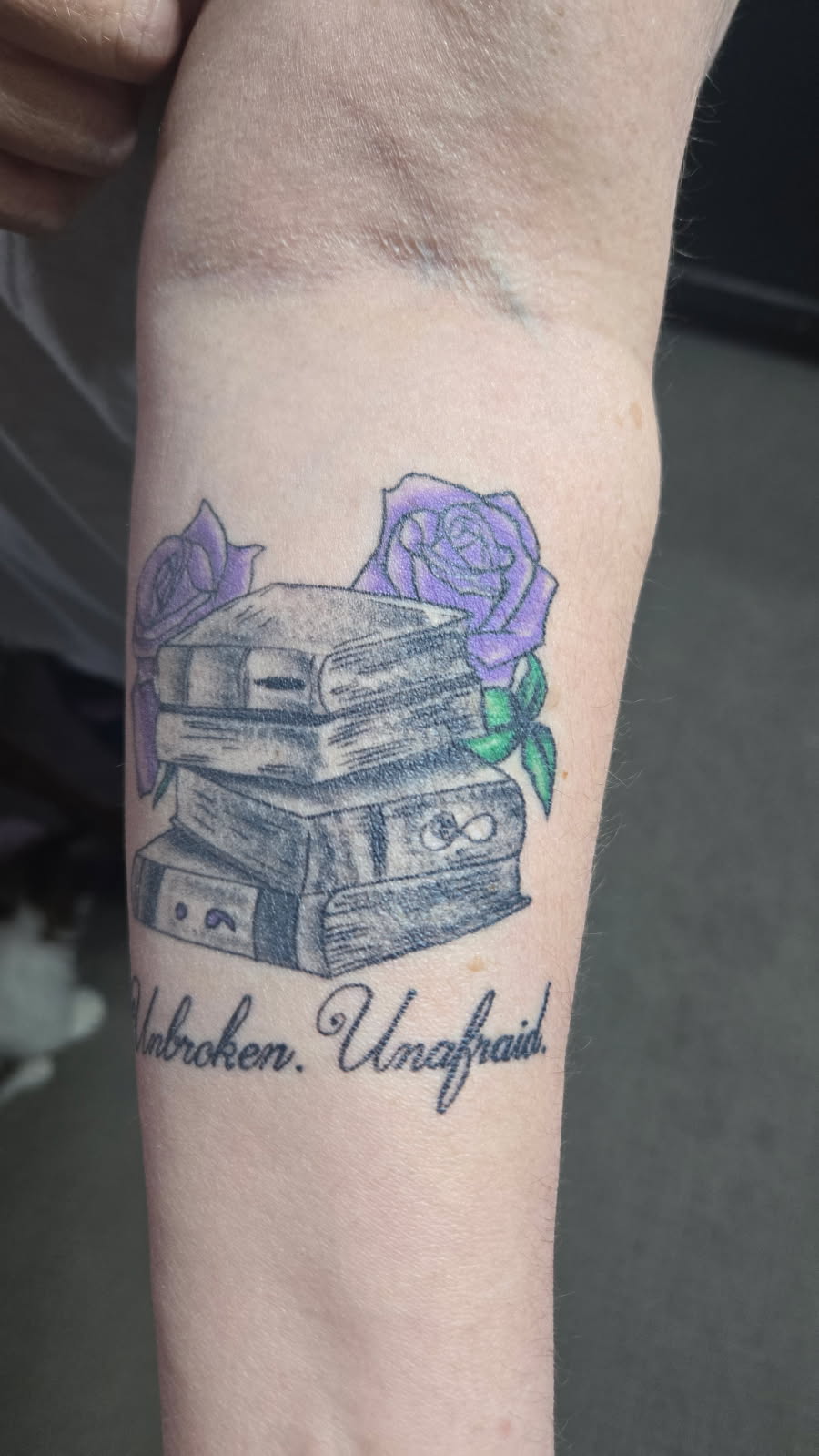 Tara Conrad has a tattoo of book covers. (COURTESY OF...