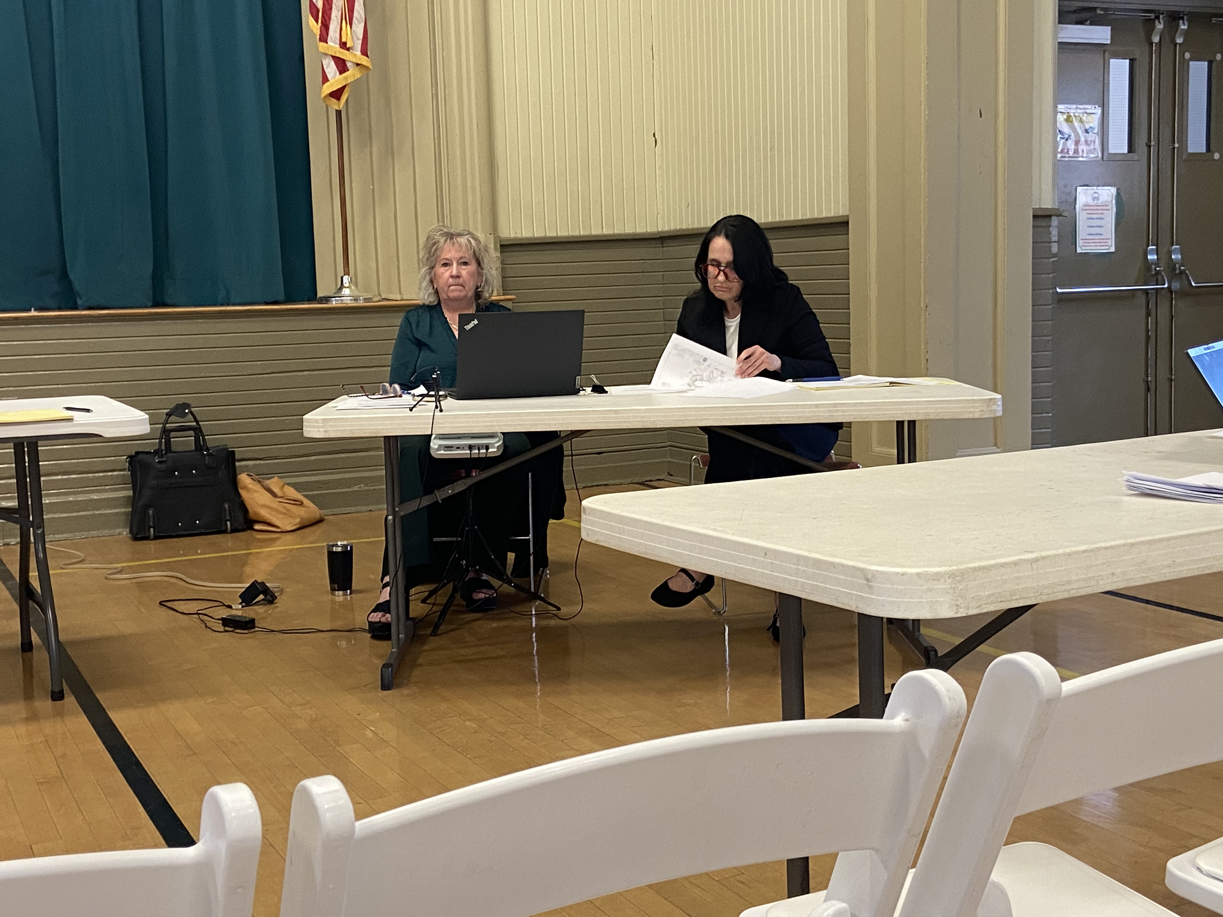 Waverly Twp. Manager Christine Capozzi reviews documents during a zoning...