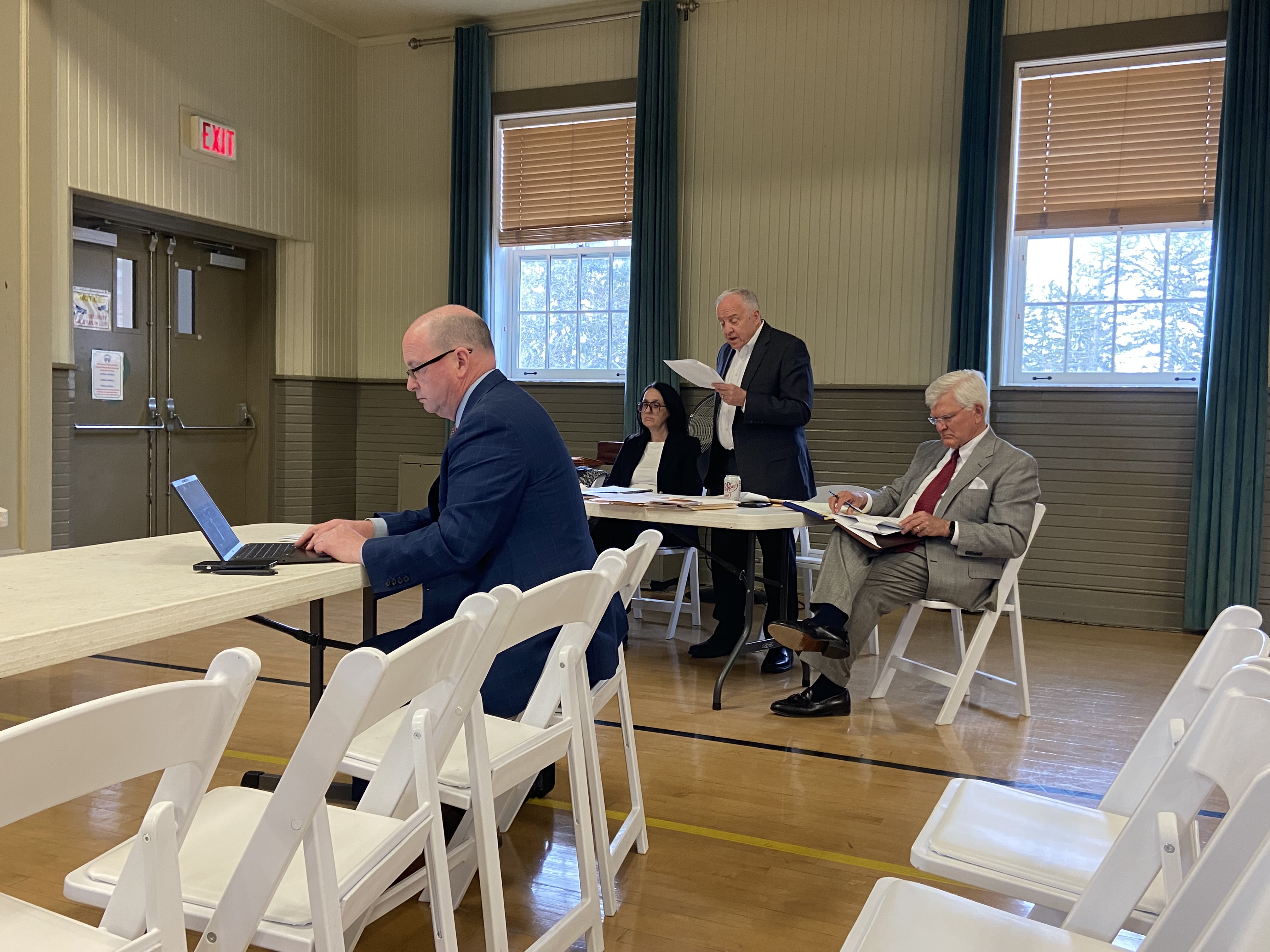 Attorney William Jones, center, speaks during the Waverly Twp. Zoning...