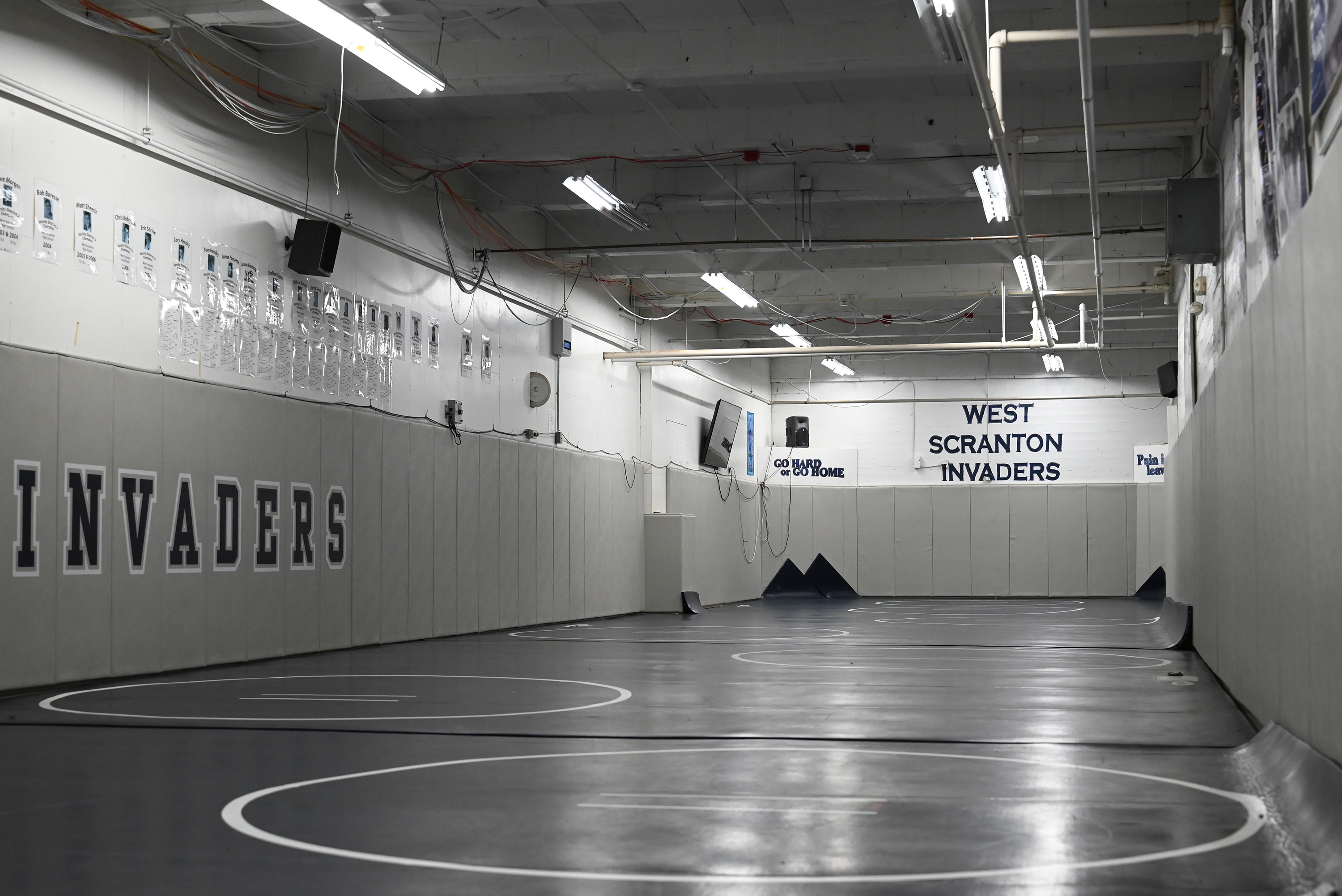 The new wrestling room during the open house at West...
