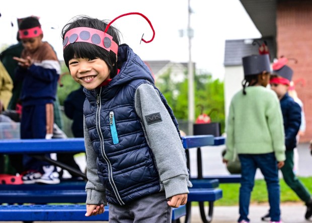 Students release 2,000 beneficial lady bugs into their schoolyard to protect the environment and local vegetation as part of an Earth Day celebration Wednesday, April 22, 2026, at Chesterbrook Academy in Bethlehem Township. (Monica Cabrera/The Morning Call)