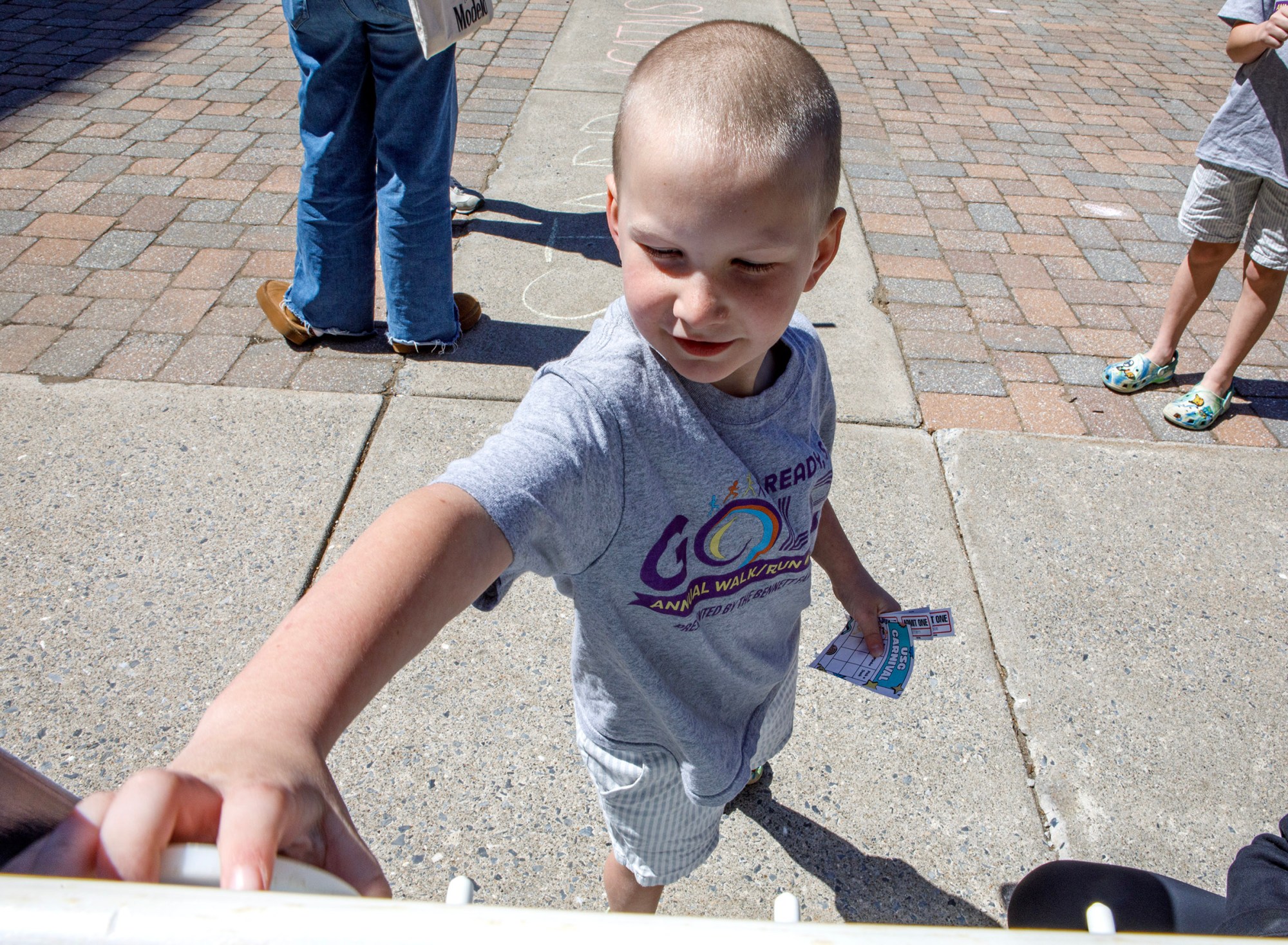 Jasper Tremmel, 6, of Trexlertown plays a game during Pawapalooza on Saturday, April 11, 2026, at Moravian University's Priscilla Payne Hurd Academic Complex in Bethlehem. The event supports the Pawprint Project, a student-led organization raising money for the Pediatric Cancer Foundation of the Lehigh Valley. It features live music, games and other activities.(Jane Therese/Special to The Morning Call)