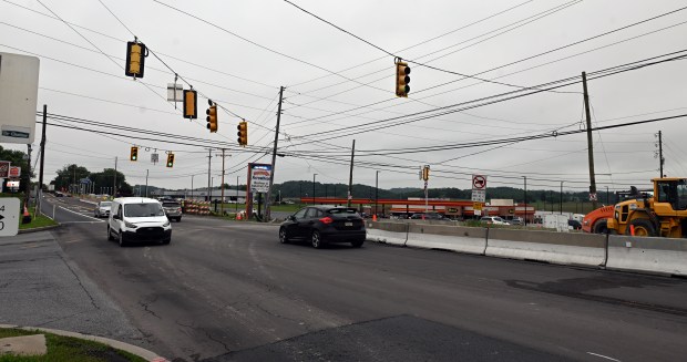 Construction has begun on the roundabout at Route 222 and Long Lane in Maxatawny Township. (BILL UHRICH/READING EAGLE)