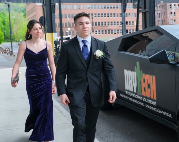 Southern Lehigh High School held its prom Friday, April 24, 2026, at SteelStacks in Bethlehem. Students and their guests arrive to the big night. (Sharon Merkel/Special to The Morning Call)