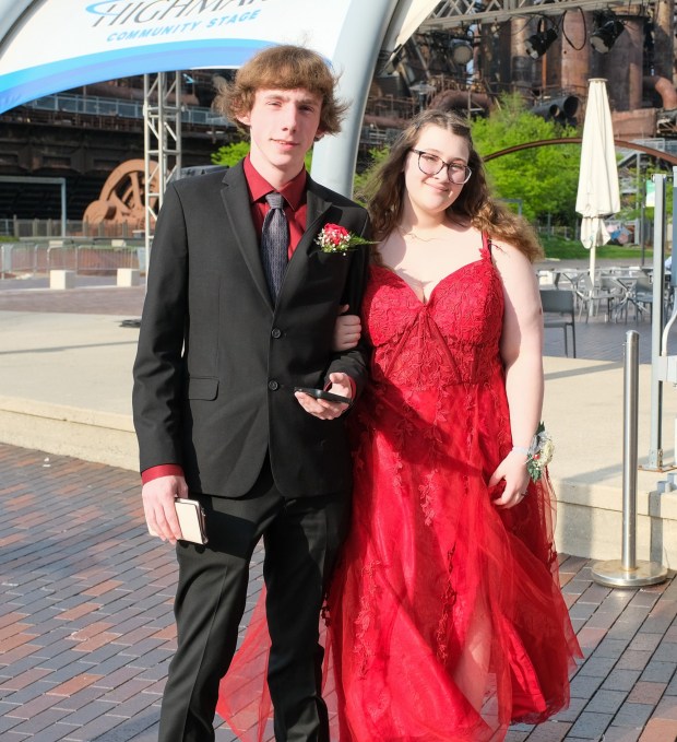 Southern Lehigh High School held its prom Friday, April 24, 2026, at SteelStacks in Bethlehem. Students and their guests arrive to the big night. (Sharon Merkel/Special to The Morning Call)