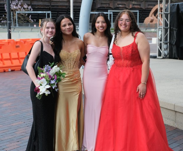 Southern Lehigh High School held its prom Friday, April 24, 2026, at SteelStacks in Bethlehem. Students and their guests arrive to the big night. (Sharon Merkel/Special to The Morning Call)