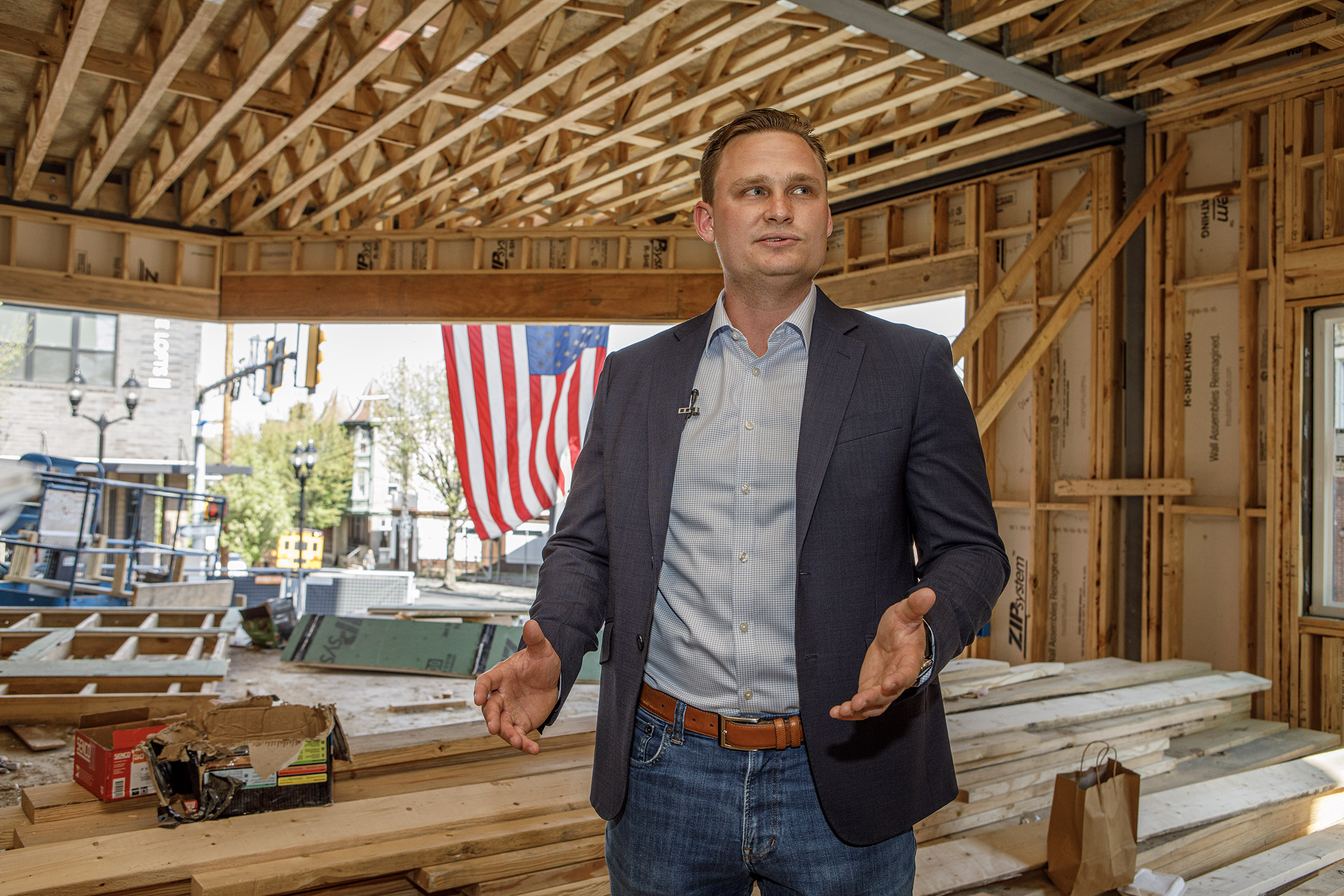 Jonathan Strauss of Cortex Residential speaks during a tour at...
