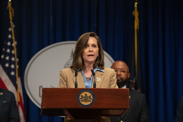 State Sen. Camera Bartolotta, R-Washington, speaks at a 2024 press conference. (Commonwealth Media Services)