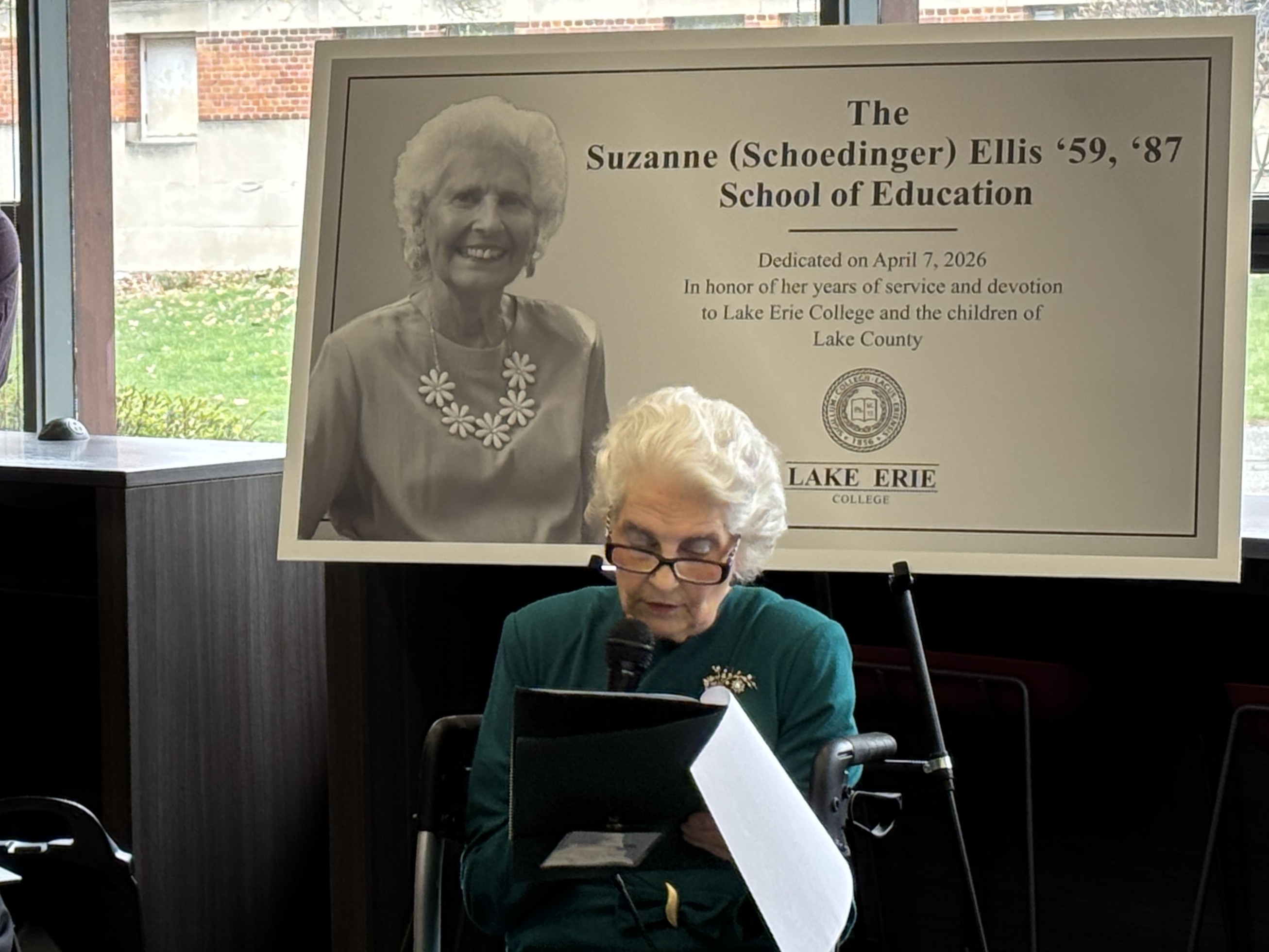 Lake Erie College alumna and board member Suzanne Schoedinger Ellis...
